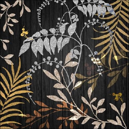 Papírszalvéta Luxus Fekete Levelek 33x33cm, 20db-os