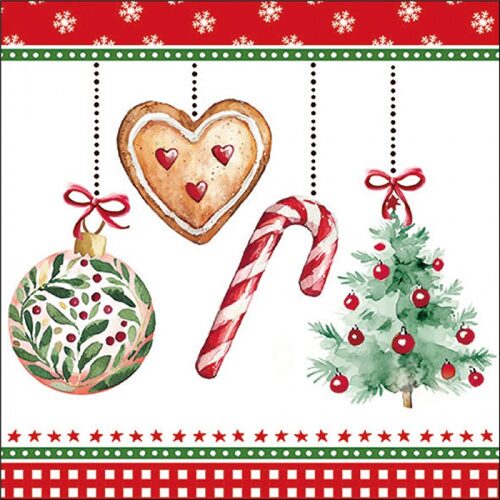 Papírszalvéta Ornaments on a cord white, 33x33cm, 20db-os