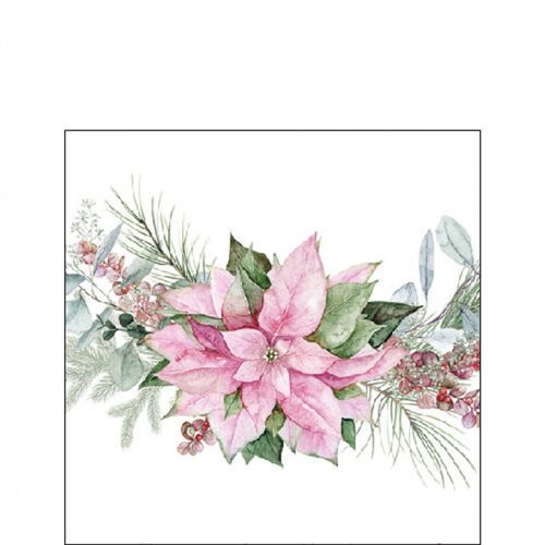 Papírszalvéta Pink poinsettia 25x25cm, 20db-os