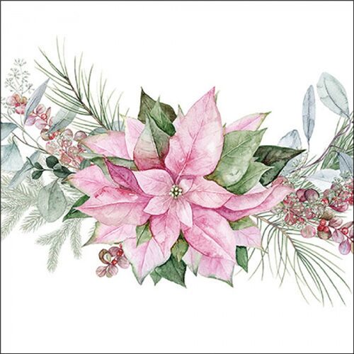 Papírszalvéta Pink poinsettia 33x33cm, 20db-os