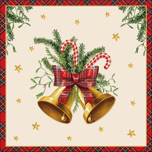 Papírszalvéta Scottish bells cream, 33x33cm, 20db-os