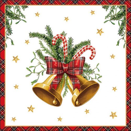 Papírszalvéta Scottish bells white, 33x33cm, 20db-os