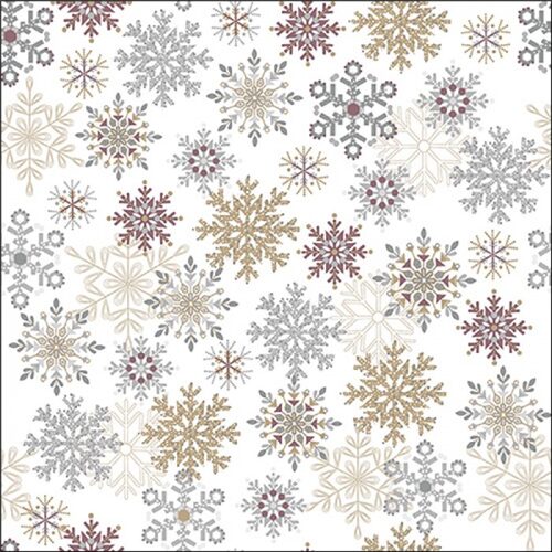 Papírszalvéta Snowflakes all over white, 33x33cm, 20db-os