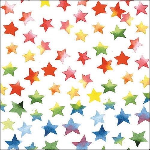 Papírszalvéta Színes Csillagok 33x33cm, 20db-os