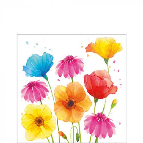 Papírszalvéta Színes Nyári Virágok 25x25cm, 20db-os