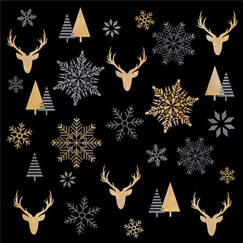 Papírszalvéta Winter silhouettes black, 33x33cm, 20db-os