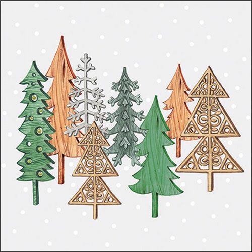 Papírszalvéta Wood carved trees grey, 33x33cm, 20db-os