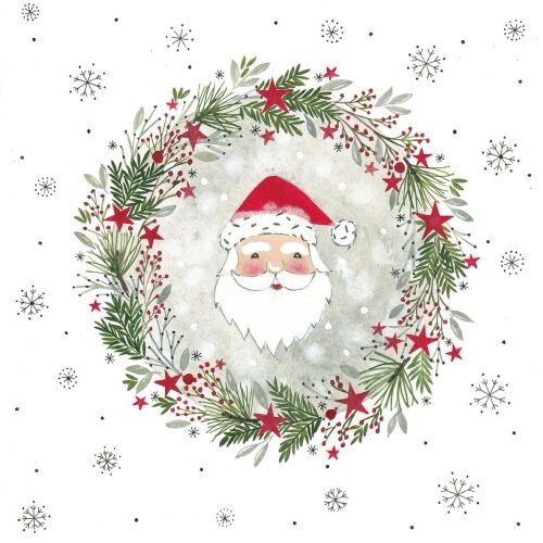 Papírszalvéta Wreath & Santa, 33x33cm, 20db-os