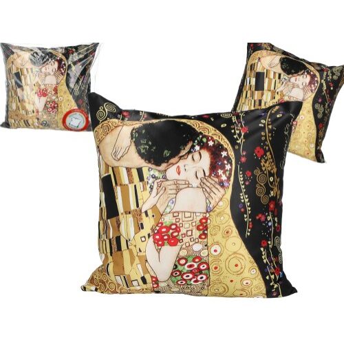 Párna 45x45cm, polyester,Klimt:The Kiss fekete