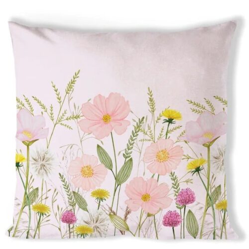 Párnahuzat 40x40cm, 100% pamut Pastel flowers pink