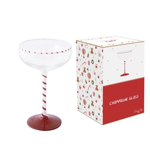 Pezsgős üvegpohár 250ml, dobozban, Christmas Twist
