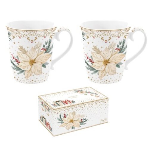 Porcelán bögreszett 275ml, 2db-os, dobozban, White Elegance