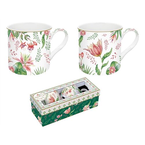 Porcelán bögreszett 2db-os, 300ml, dobozban, Botanic Chic