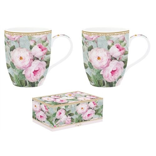 Porcelán bögreszett 2db-os 350ml dobozban, Roses in Bloom