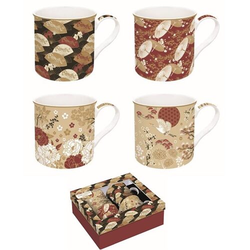 Porcelán bögreszett 4 db-os, 300ml, dobozban, Atmosphere, Kimono