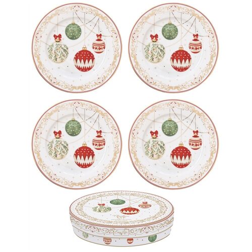 Porcelán desszerttányérszett 4db-os, 19cm, dobozban, Christmas Eve