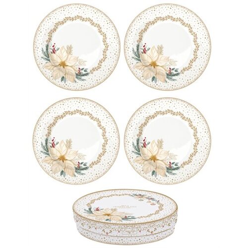 Porcelán desszerttányérszett 4db-os, 19cm, dobozban, White Elegance