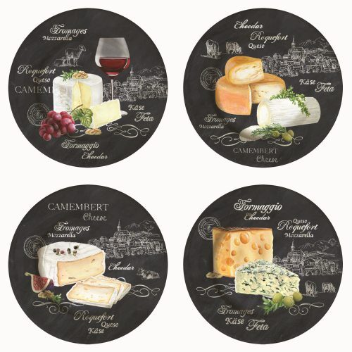 Porcelán desszerttányérszett 4db-os, 19cm dobozban, World Of Cheese