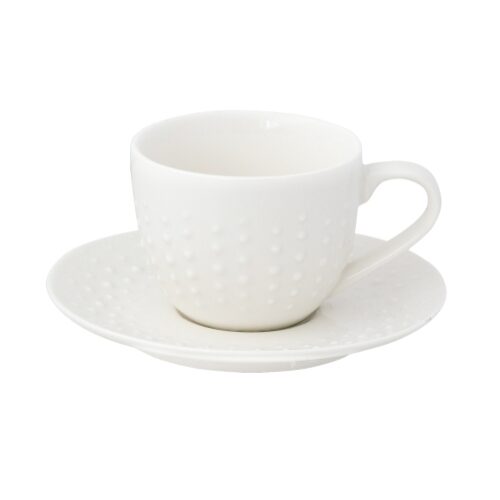 Porcelán eszpresszócsésze+alj 110ml,Drops White