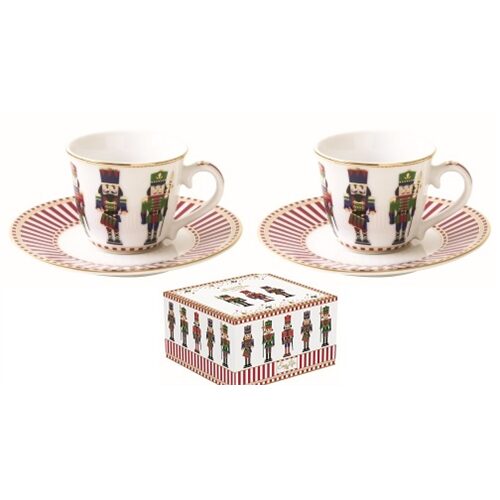 Porcelán eszpresszócsésze+alj 2 személyes, páros szett, 80ml, dobozban, Nutcracker