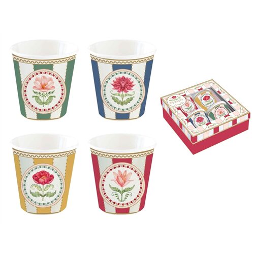Porcelán eszpresszópohár 4 személyes, 100ml,dobozban, Flowery