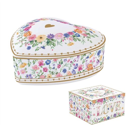 Porcelán fedeles ékszertartó tálka 12x12x6cm, dobozban, Mon Amour