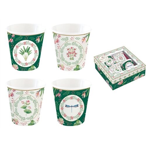 Porcelán kávéspohár 4db-os szett, 100ml, dobozban Botanic Chic