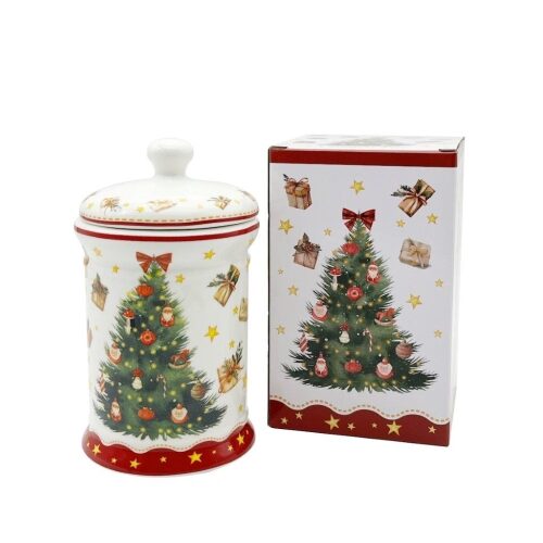 Porcelán keksztároló 11x19cm, 800ml, dobozban, Christmas Tree 3