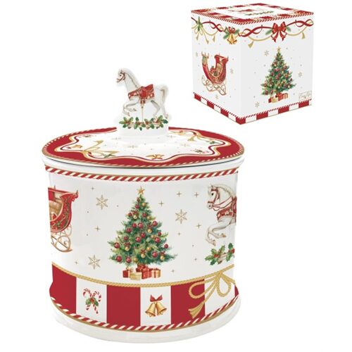 Porcelán keksztároló 14x16,5cm, dobozban, Christmas Tale