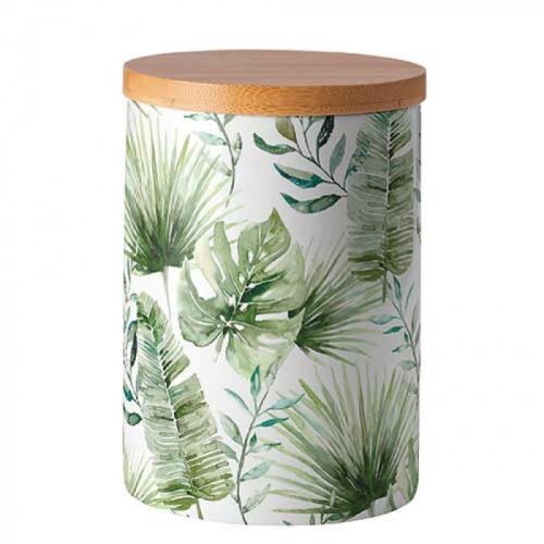 Porcelán konyhai tároló Jungle leaves white 13,5x10cm