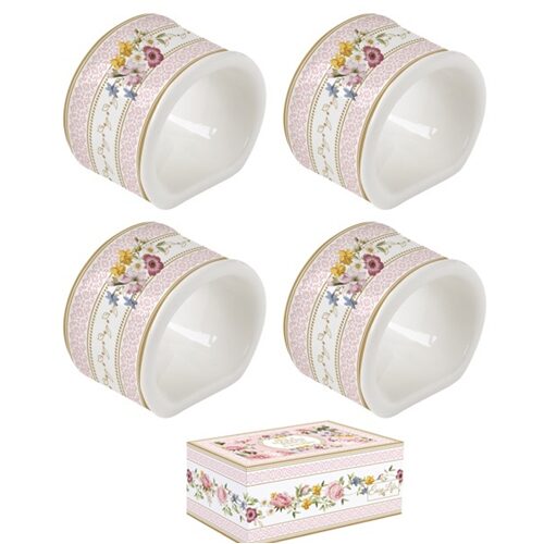 Porcelán szalvétagyűrű 4 db-os szett, 4,5cm, dobozban, Chant des Roses
