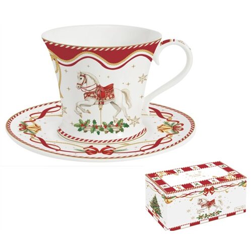 Porcelán teáscsésze+alj, 200ml, dobozban, Christmas Tale