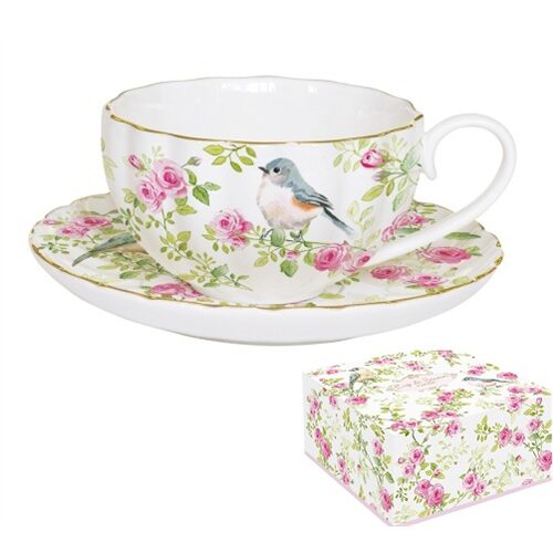 Porcelán teáscsésze+alj 200ml, dobozban, Spring Time
