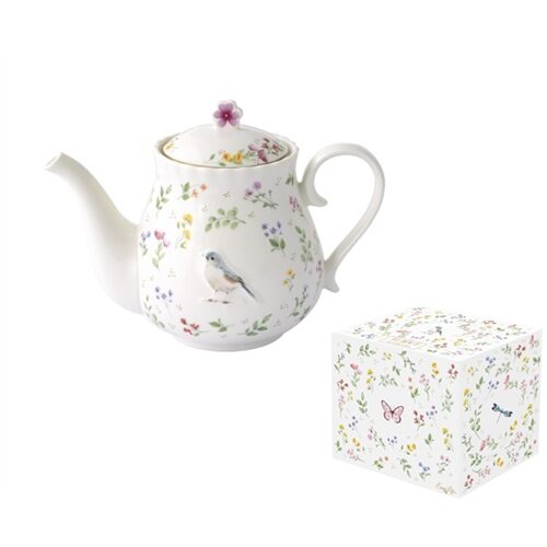 Porcelán teáskanna 850ml, dobozban, Fancy Garden