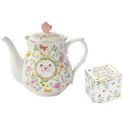 Porcelán teáskanna 900ml, dobozban, Dancing Butterflies