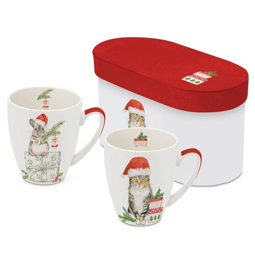 Porcelánbögre 0,35l dobozban,2db-os, Fridolin & Kitty