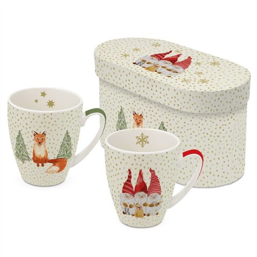 Porcelánbögre 0,35l dobozban,2db-os, Snowflakes