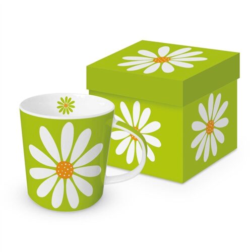 Porcelánbögre 0,4l dobozban, Happy Flower green