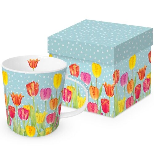 Porcelánbögre 0,4l dobozban, Happy Tulips
