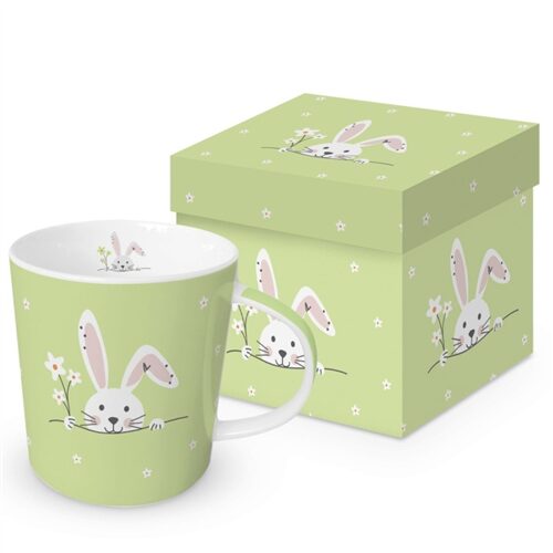 Porcelánbögre 0,4l dobozban, Hello Easter green