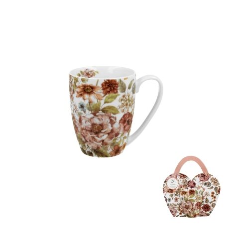 Porcelánbögre 350ml, díszcsomagolásban, Pastel Flowers White