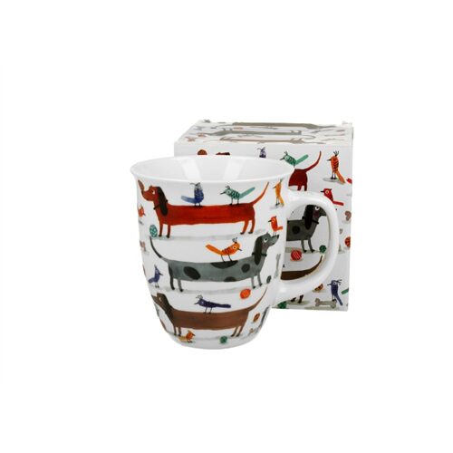 Porcelánbögre 650ml, dobozban, Long Dogs
