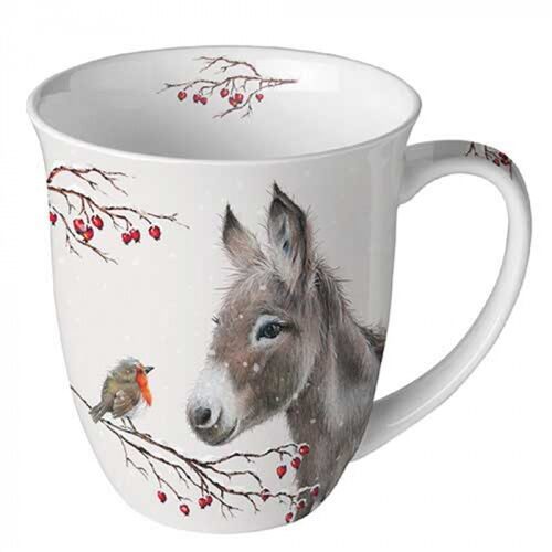 Porcelánbögre Donkey and robin, 0,4l