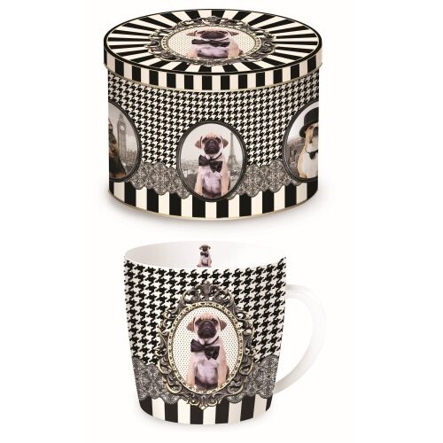 Porcelánbögre fémdobozban, Barokk, kutya
