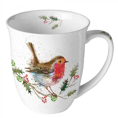 Porcelánbögre Winter robin, 0,4l