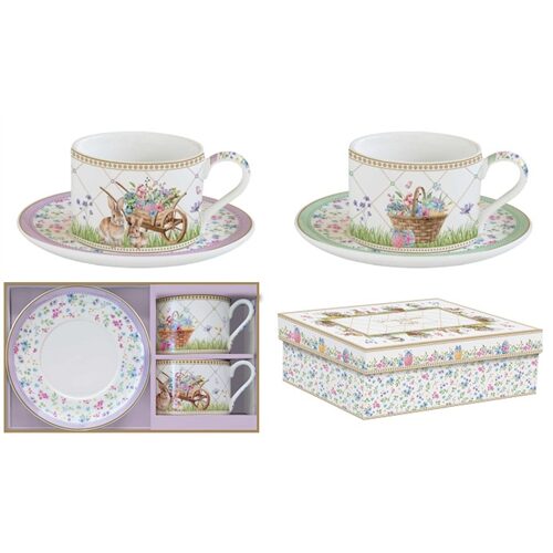 Porceláncsésze+alj 240ml, 2 személyes, dobozban, Spring Bloom