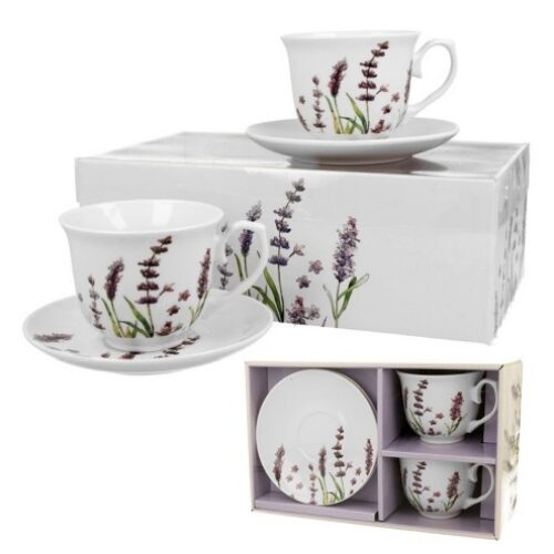 Porceláncsésze+alj, 250ml, 2személyes, dobozban, Classic Lavender