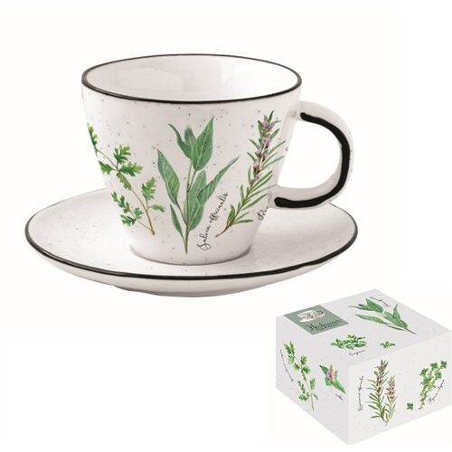 Porceláncsésze+alj 250ml, dobozban, Herbarium