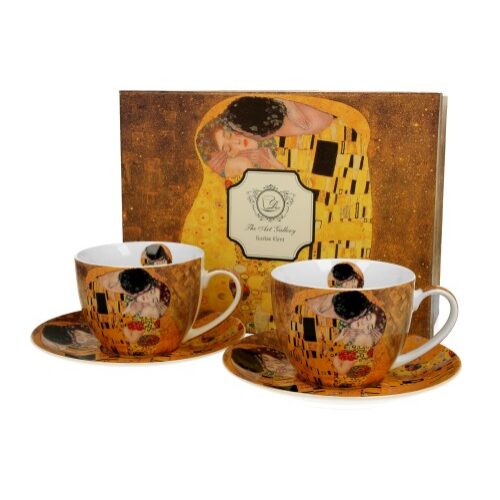 Porceláncsésze+alj 250ml,2 személyes,dobozban,Klimt: The Kiss