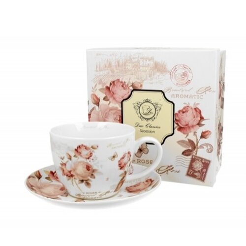 Porceláncsésze+alj , 470ml, dobozban, Secesja